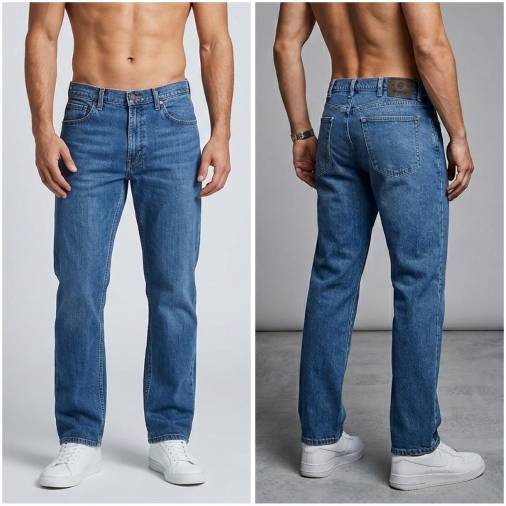Wrangler‎ Mens Regular Fit Straight Leg Jeans Medium Wash Blue 36x29 9TRGAMS